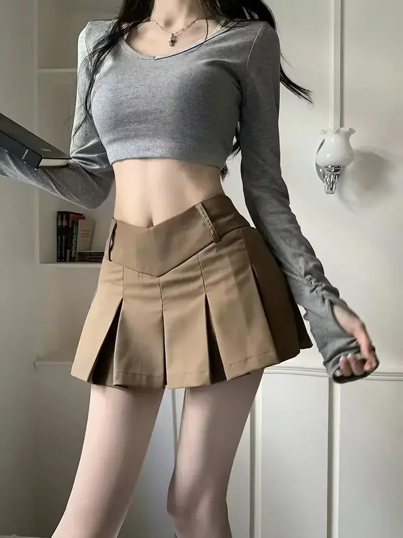 Skirts New Style Fashion Summer Sexy Retro V Waist Casual Outfits Ladies Streetwear Female Girls Women Mini Short Pleated Skirts