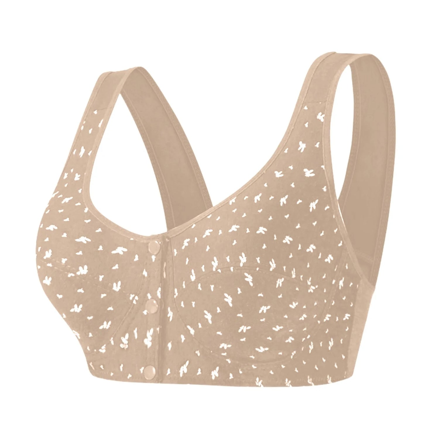 Women Fashion Casual Bra Small Flower Pattern Decor Vest Style Front Buckle Lingerie Lady Elegant Comfortable Daily Underwear