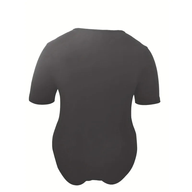 Plus Size Women's Sports Bodysuit round Neck Slimming Suit High Elasticity Tight Waist Short Sleeve Sexy Contouring Underwear