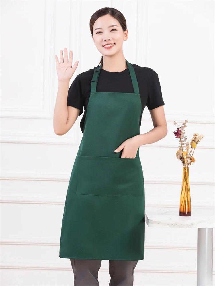 Women's Kitchen Apron for Woman Men Chef Work Apron for Grill Restaurant Bar Cafes Beauty Nails Studios Cleaning Smock