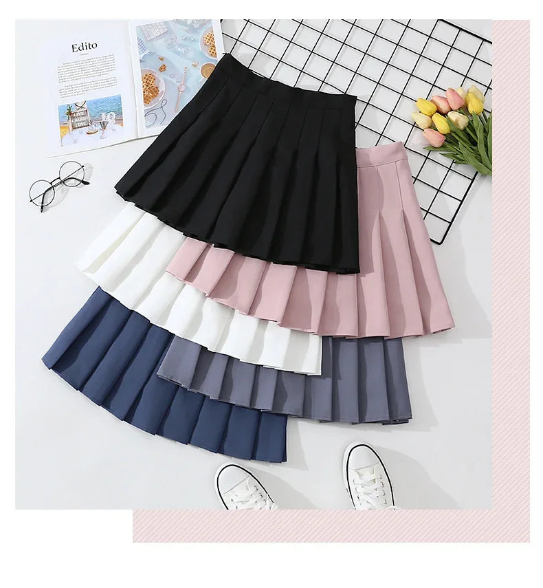 Skirts Summer 2024 Woman Skort Korean Fashion White Faldas Plisadas Para Mujer Lady Clothes A Line Mini Kawaii Pleated Skirt