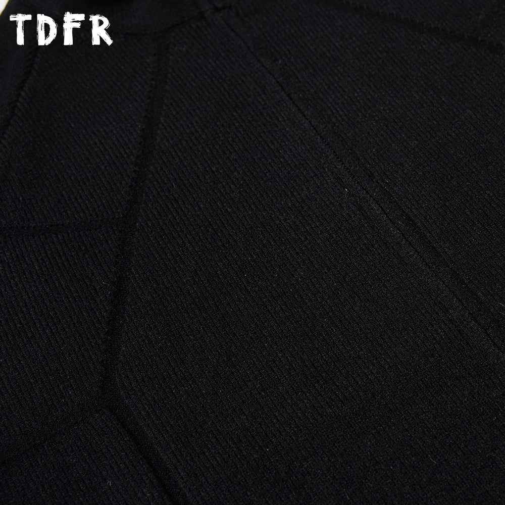 Spliced Sweatercoat Mens Autumn Winter Casual Loose Raglan Sleeve Stand Collar Long Sleeve Knitted Sweater Outerwear Man