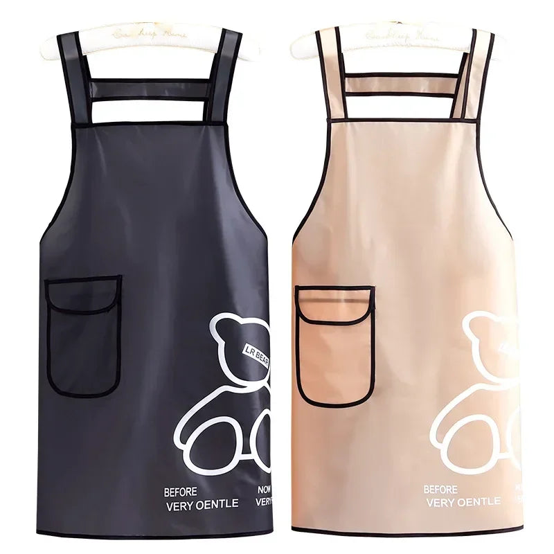 Kitchen Waterproof Apron Transparent Ladies Men Home Aprons Wipeable Oil Resistant Baking Accessories BBQ Restaurant Cafe Aprons
