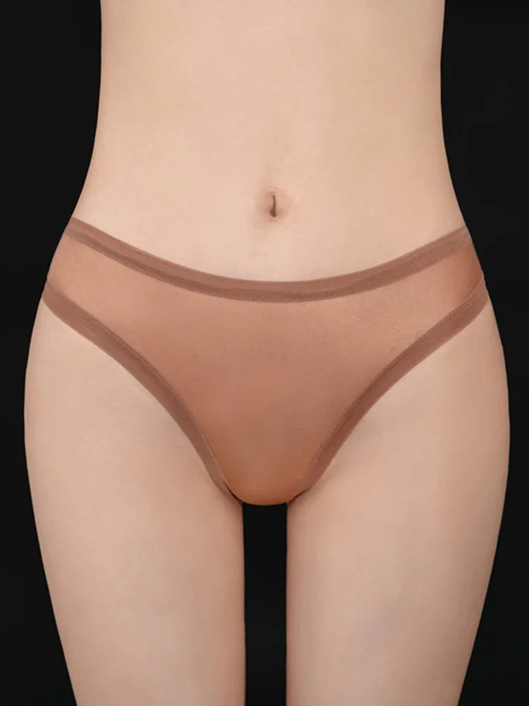 Women's Thin Transparent Panties Low Waist Sexy Briefs Breathable Naked Feeling Elastic Sheer Underwear Thong Exotic G-String