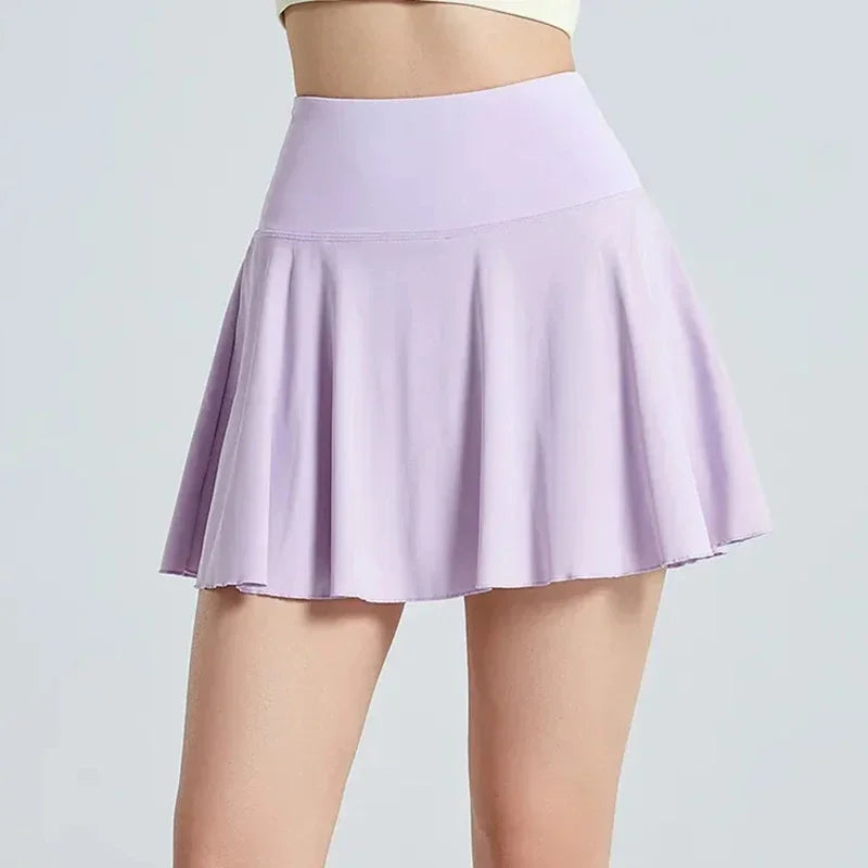 Sport  High WaistTennis Skirts for Women Fashion Anti-Shine Quick Drying Elastic Yoga Skirts Woman with Pocket Mini Skirt Female