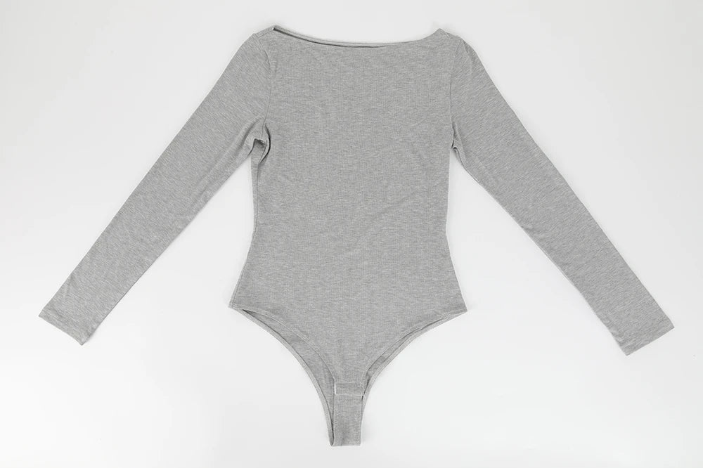 Women's Round Collar Elastic Bodysuit Long Sleeve Jumpsuit Shapewear Shaper Lady Sexy New Female Warm Clothes Autumn Winter