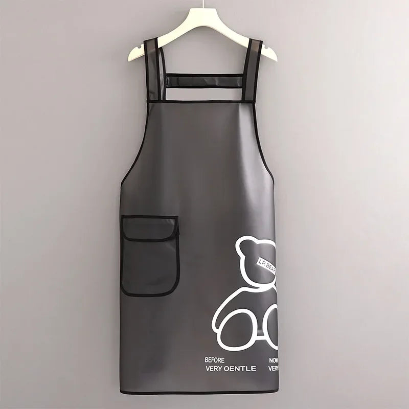 Kitchen Waterproof Apron Transparent Ladies Men Home Aprons Wipeable Oil Resistant Baking Accessories BBQ Restaurant Cafe Aprons