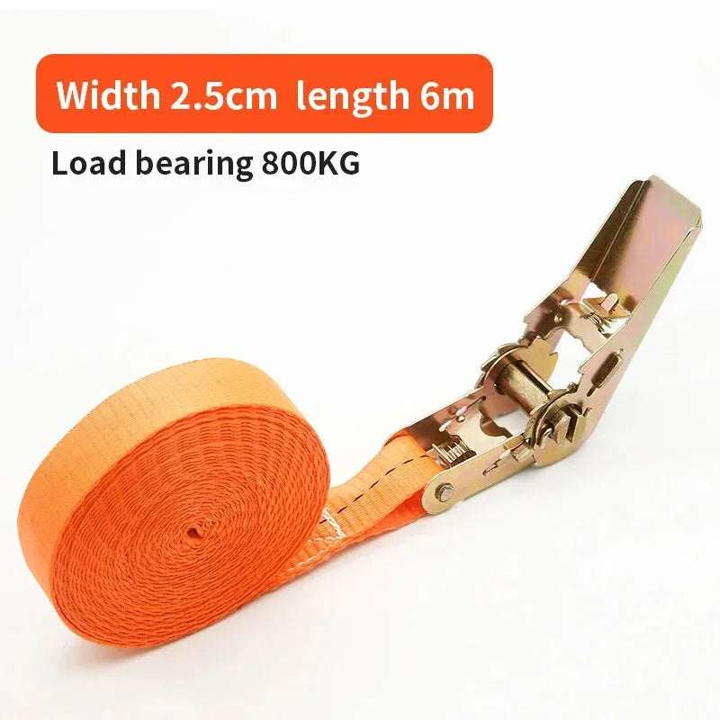 Heavy Duty Metal Buckle Tie-Down Cargo Straps for Car and Truck - Strong Ratchet Belt for Secure Luggage and Cargo Transport