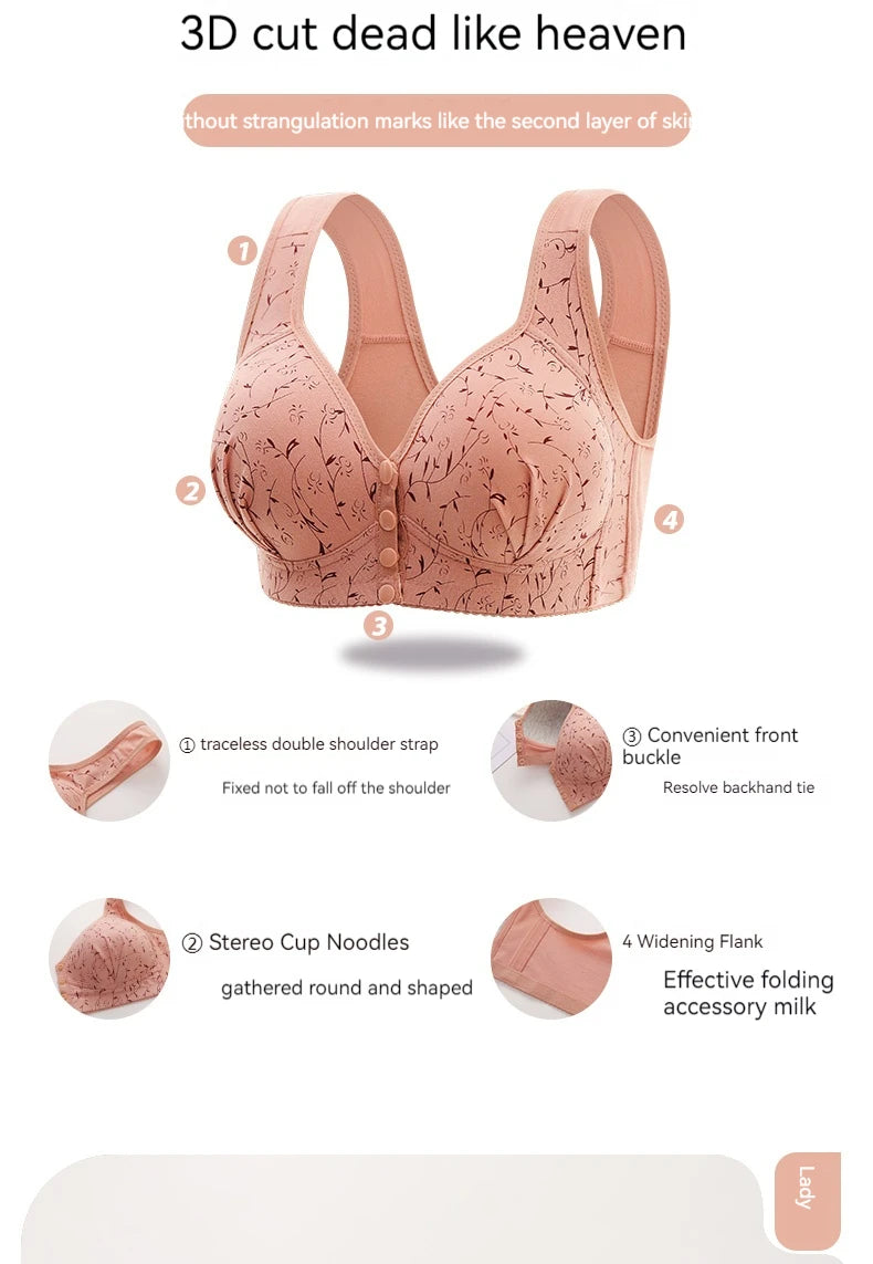New Style Front-Buckled Mother's Bra For Women Large Size Thin Version No Steel Circle Vest-Style Bra Cover