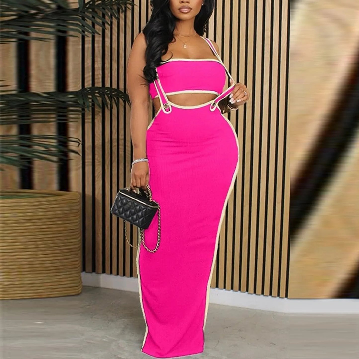 dresses for women One-piece dress design Personality and fashion Sexy Bodycon Tube Crop And Slit Maxi Suspender Skirt vestidos
