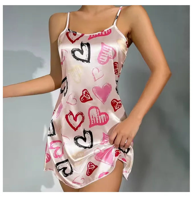 Women Sexy Sleeveless Nightdress Satin Chemise Lingerie Sleepwear Night Dress Cami Slip Dress Nightwear Nightgowns