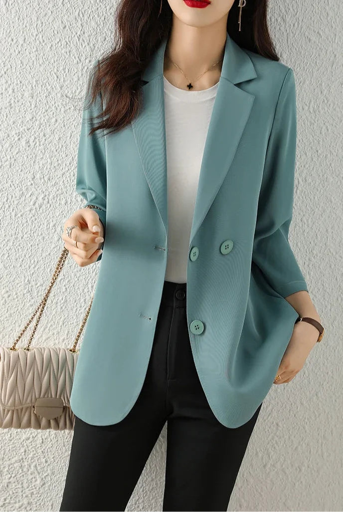 Blazer Woman Spring Autumn Thin Jacket Solid Outdoor Korean Style Coats for Women Tailoring High Quality Trend 2025 Outerwears