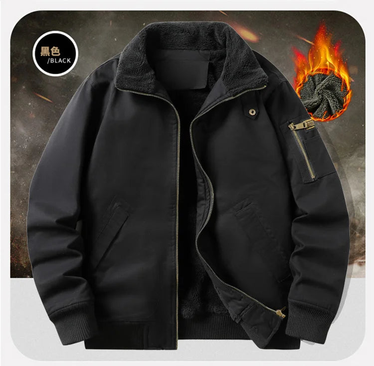 Winter Fashion Trendy Jacket for Men, Padded with Fleece and Thickened Lambswool, Casual and Loose-fitting,Warm Clothing for Men