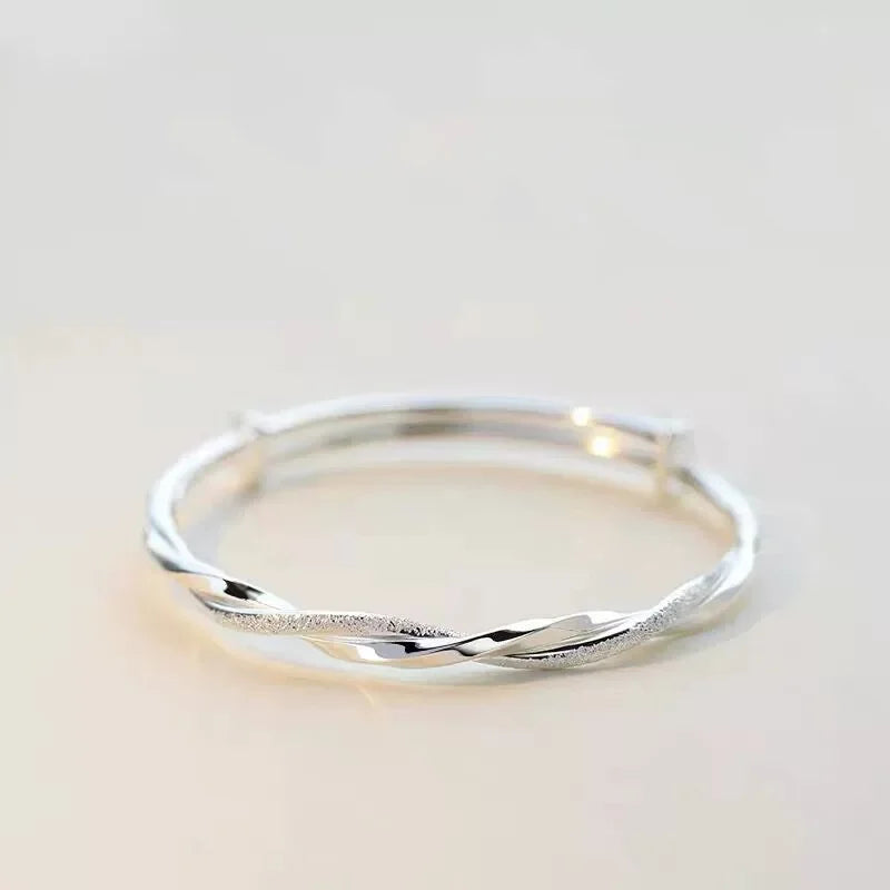 925 Silver plated original pretty weave bracelets Bangles for women fashion party wedding engagement jewelry Adjustable size