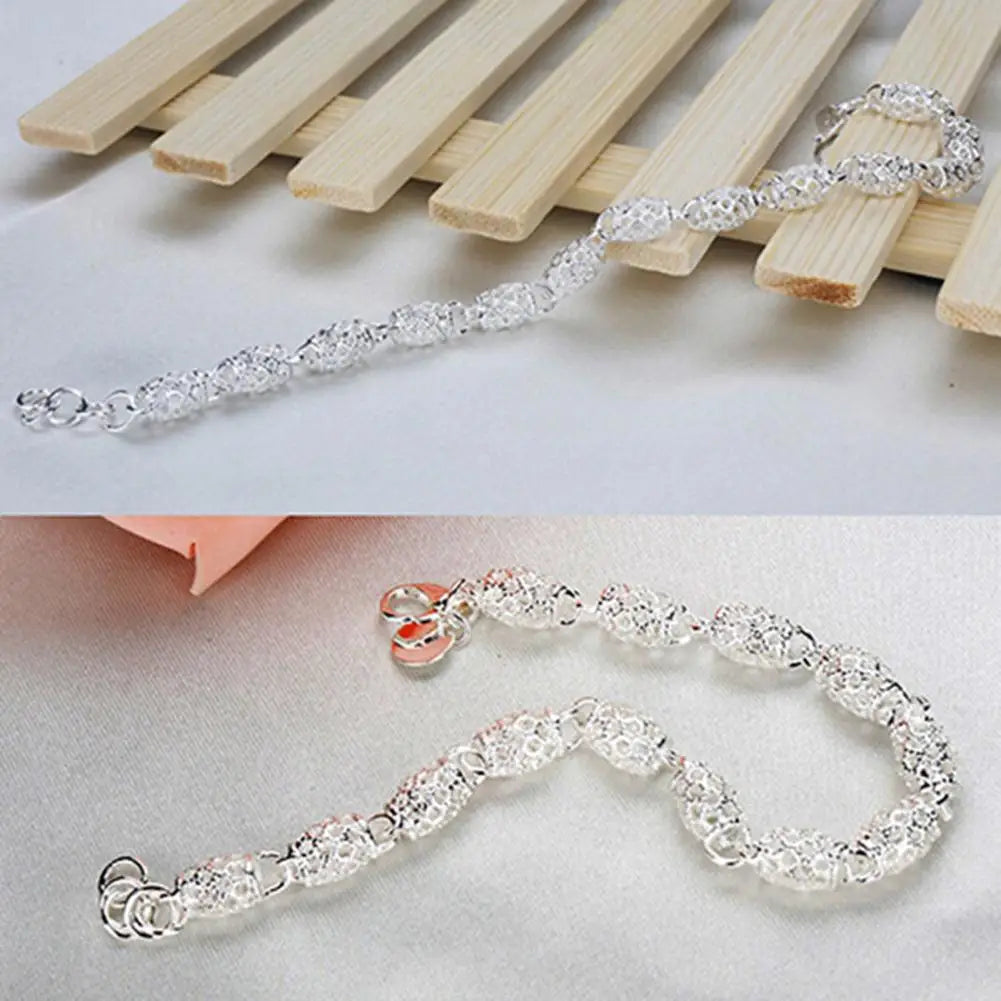 Bracelet For Women Elegant Anti-rust Women Silver Plated Hollow Ball Bangle Chain for Travel Jewellery Women Bracelets