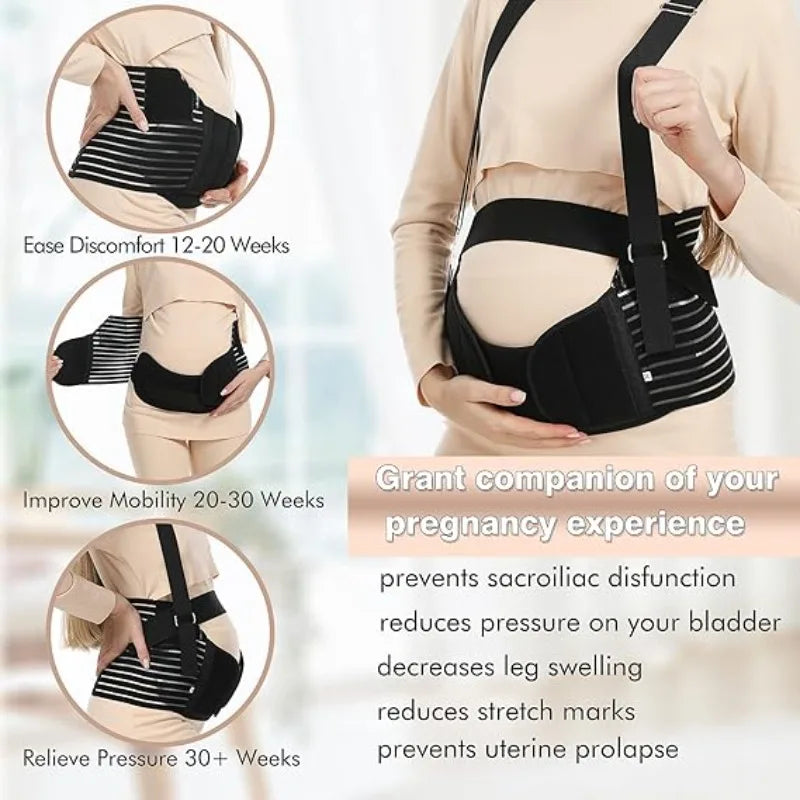 Maternity Belt Pregnancy Support Breathable Abdominal Binder Adjustable Waist Belt for All Stages of Pregnancy Postpartum