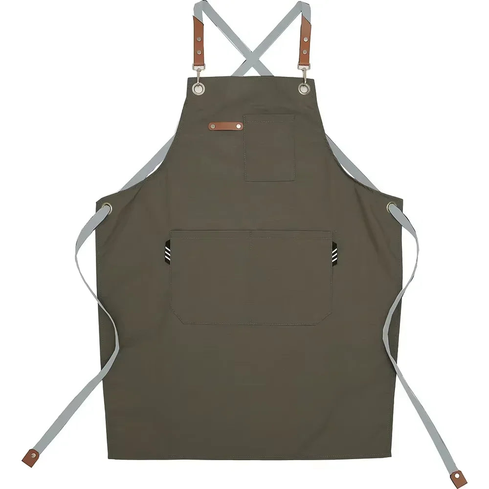 Kitchen Waterproof Apron Manufacturers Customized Logo Apron With Pockets for Restaurant Bar Shop Cafes Beauty Nails Studios