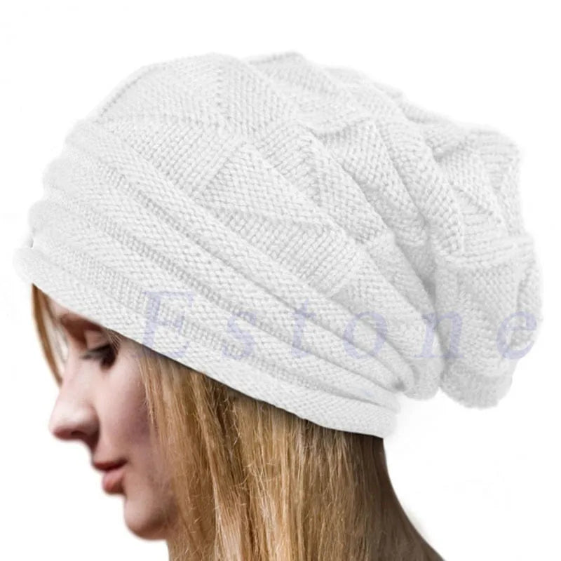 Knitted Hat Women's Autumn And Winter Head Cap Fashion Solid Color Outdoor Windproof Keep Warm Thicken Knitted Hats