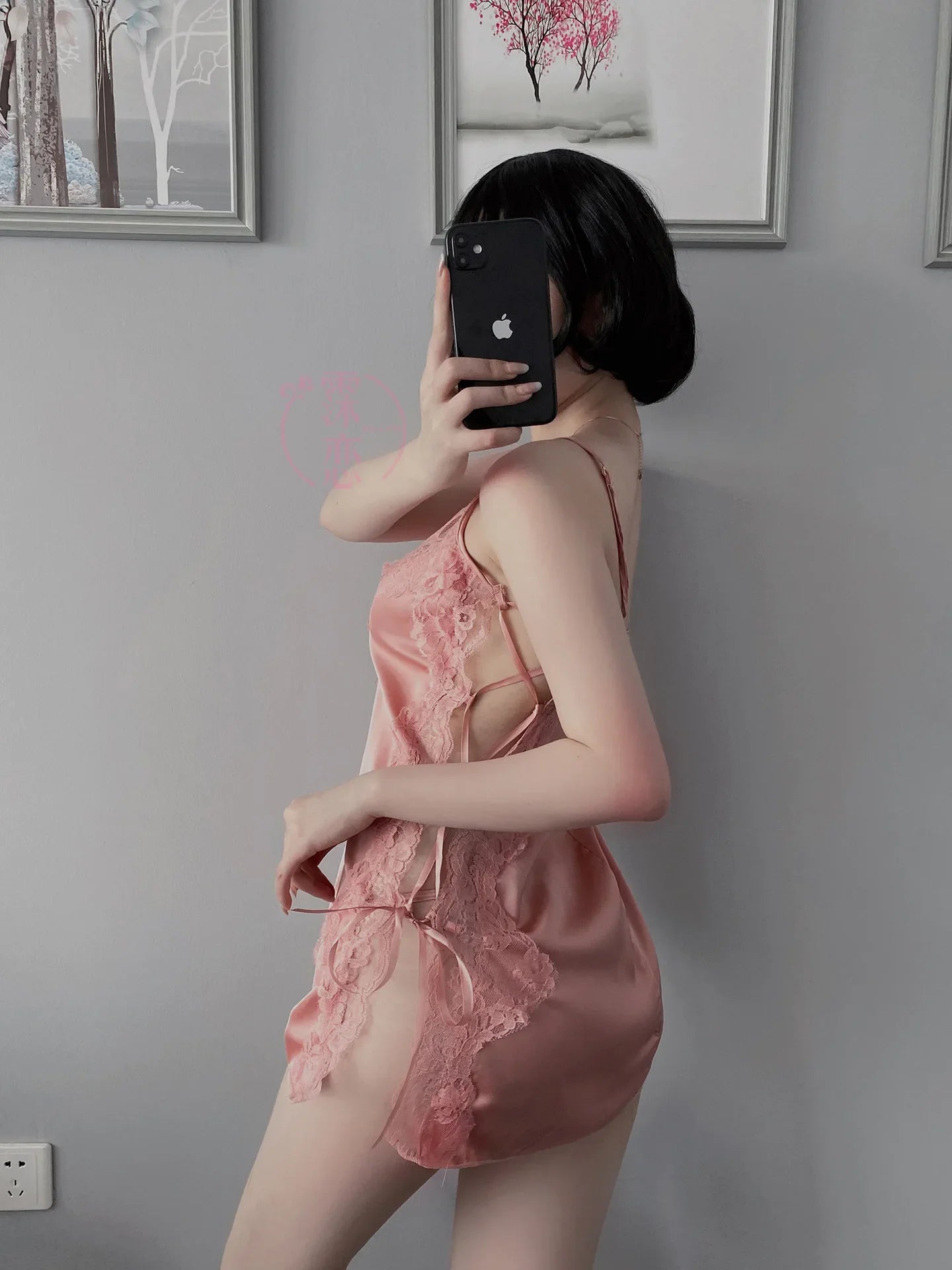 Satin Nightgown Lady Sexy Bowknot Lace Lingerie Spaghetti Strap Night Dress For Women Nighties Sleeveless Sleepwear Nightwear