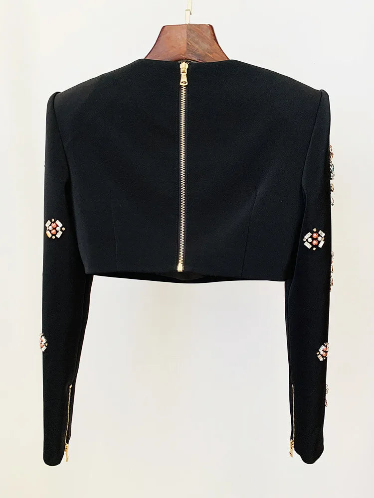 Women's Clothing Two-piece Suits Star Fashion New Style Heavy Beaded Diamond Short Top and Skirt Suit Dress Matching Sets