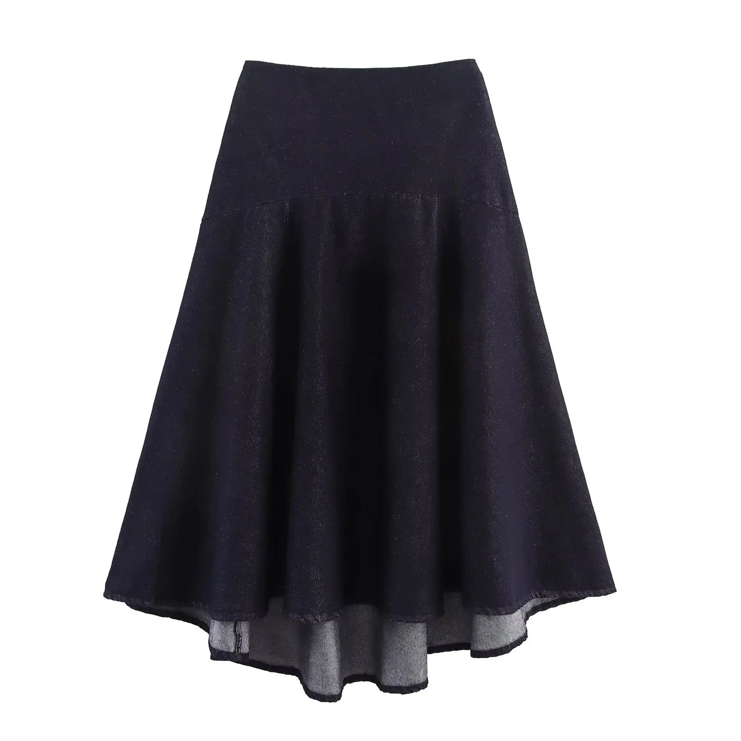 HH Women Casual Suits Bow Decoration Single-breasted Shirt+Zipper Pleated Elastic Waist Midi Skirt Denim Solid Skirt Sets