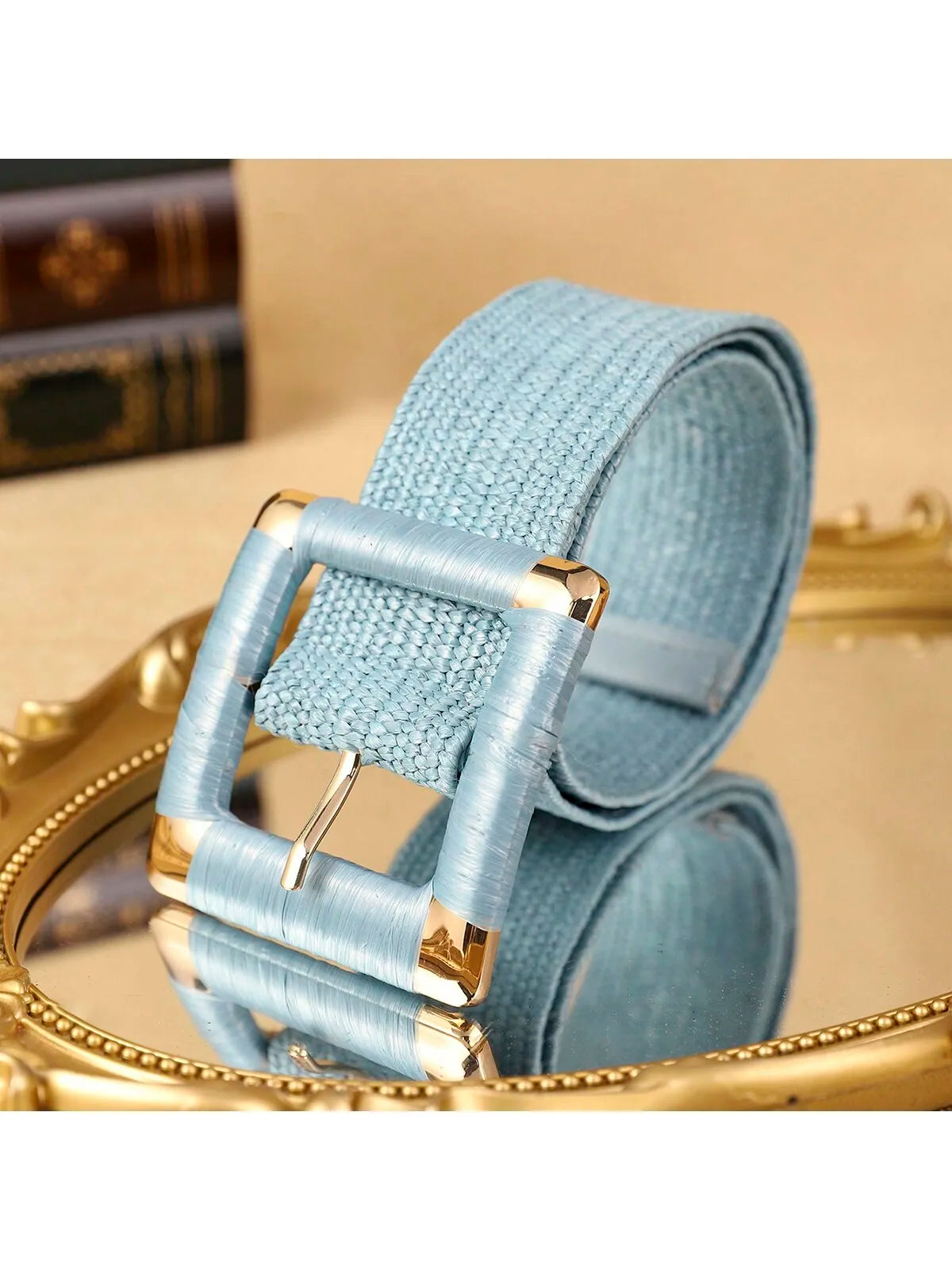 1 piece of women's blue braided belt, bohemian style, shopping go-ahead, party wear, trendy belt, suitable for everyday wear
