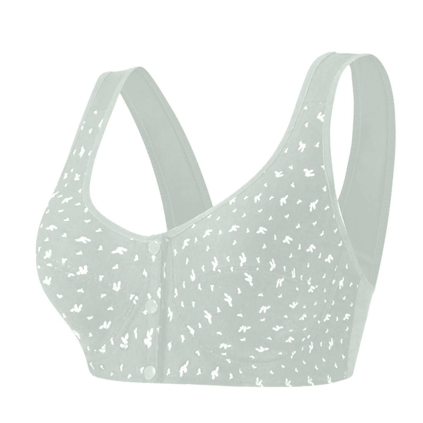 Women Fashion Casual Bra Small Flower Pattern Decor Vest Style Front Buckle Lingerie Lady Elegant Comfortable Daily Underwear