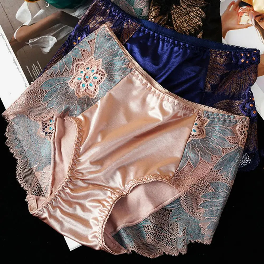 Women Seamless Panties Comfortable Seamless Panty for Women Elegant Lace Embroidered Women's Panties with Soft for Ladies