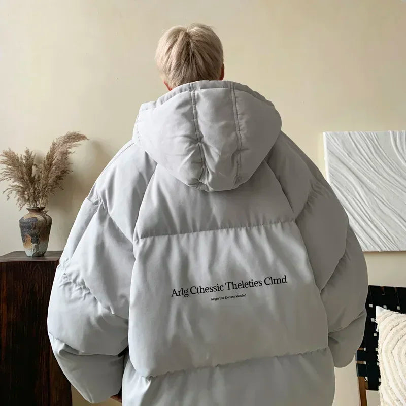 Winter Bread Jacket Winter for Men Fashion Warm Male Parkas Big Size Letter Print Men's Cotton Coat Oversize Men Clothing 2024