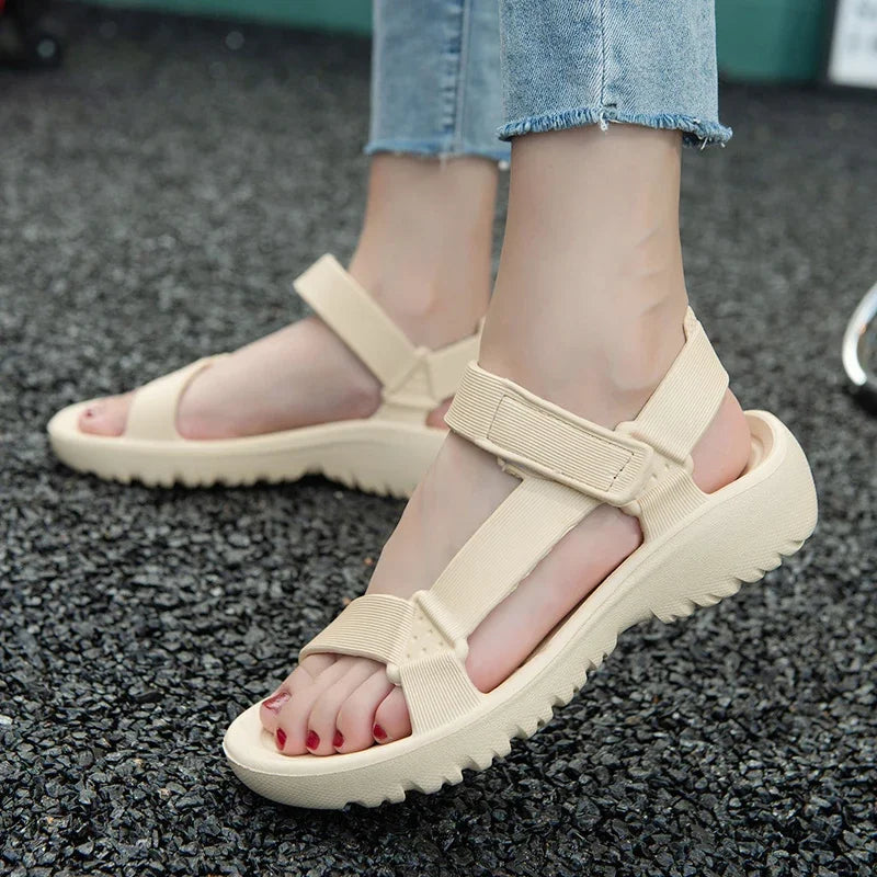 Sandals Woman Summer 2025 New Fashion Platform Sport Casual Flat Sandals Non-slip Outdoor Beach Sandalias Chaussure Femme