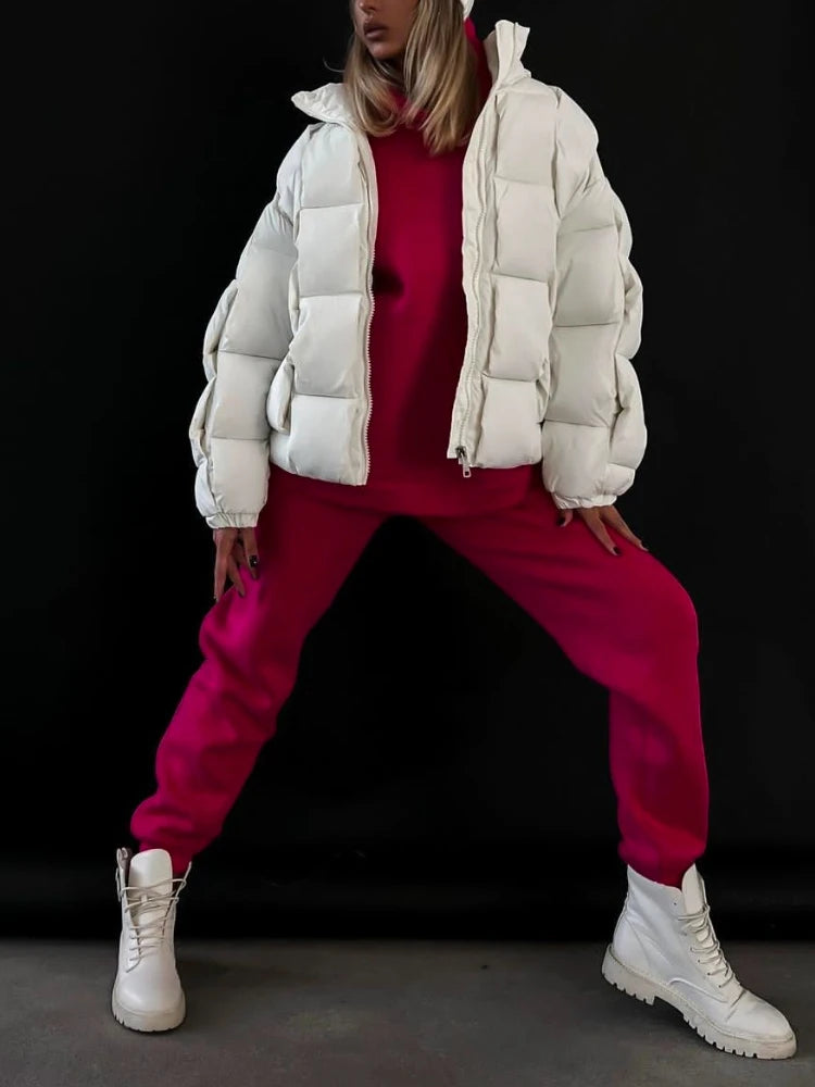 Winter Jackets for Women 2025 Thick Warm Loose Fashion Quilted Jacket Women Interchange Design High Street Green Winter Coat