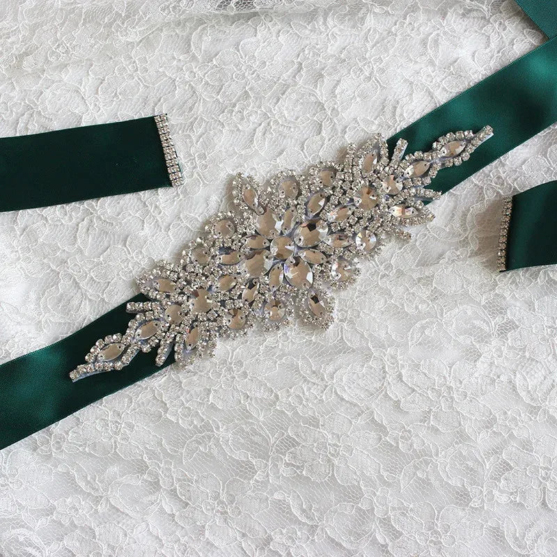 Bridal Belt With Crystal Rhinestones Handmade Wedding Belt Marriage Bridal Ribbion Belts Sash For Women Girl Dresses Accessories