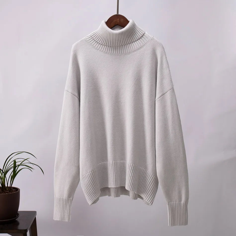 Sweater for Woman Autumn Winter New High Neck Thickened Warmth Knitted Sweater Fashionable Casual Loose Sweaters Pullovers