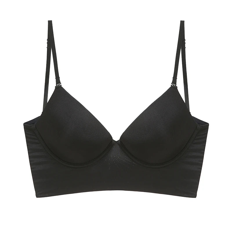 Low Back Bra for Women Seamless Wired V Plunge Invisible Underwear Backless Bras Low Cut Multiway Halter Bra Sexy Cami Tank Top