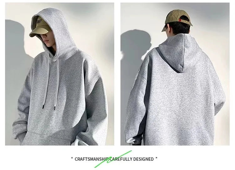 Sweater Loose Men's and Women's New Casual Solid Color Thickened Coat Autumn and Winter Hooded Sweater Simple