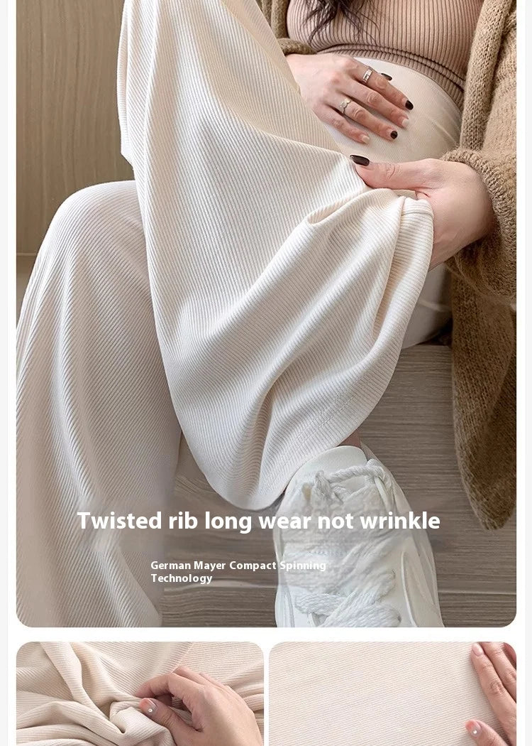 Maternity Trousers Spring and Autumn Outside Wear New Summer Petite Casual Drawstring Straight Wide Leg Trousers Maternity Wear