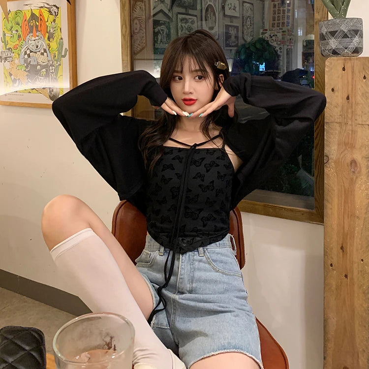 Sweater Cardigan Women Summer Thin All-match Sun-proof Lace-up Simple Fashion Street Wear Vacation Popular Casual Vintage Chic