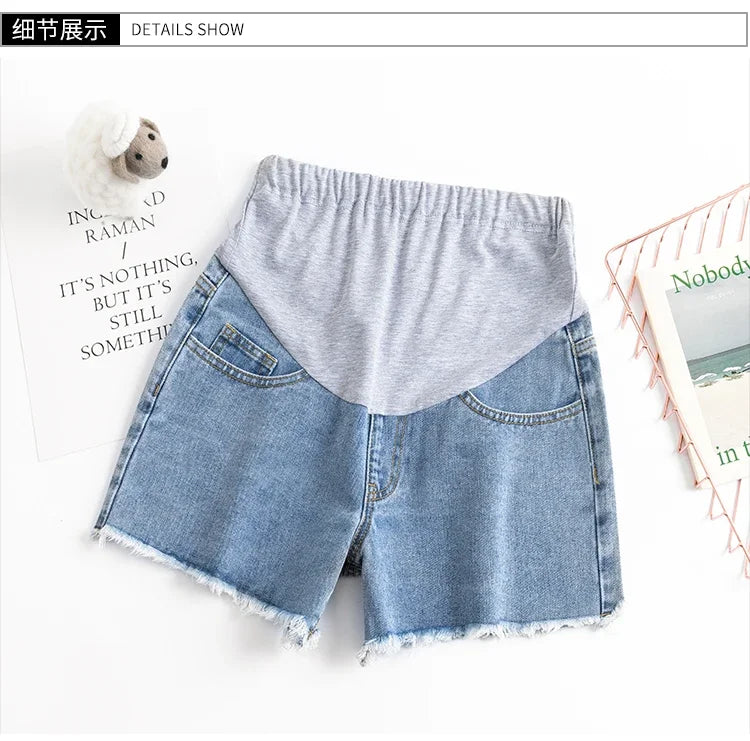Summer maternity short pants pregnancy shorts pregnant Stretch jeans maternity shorts belly denim pants Abdomen Loose M-XXL