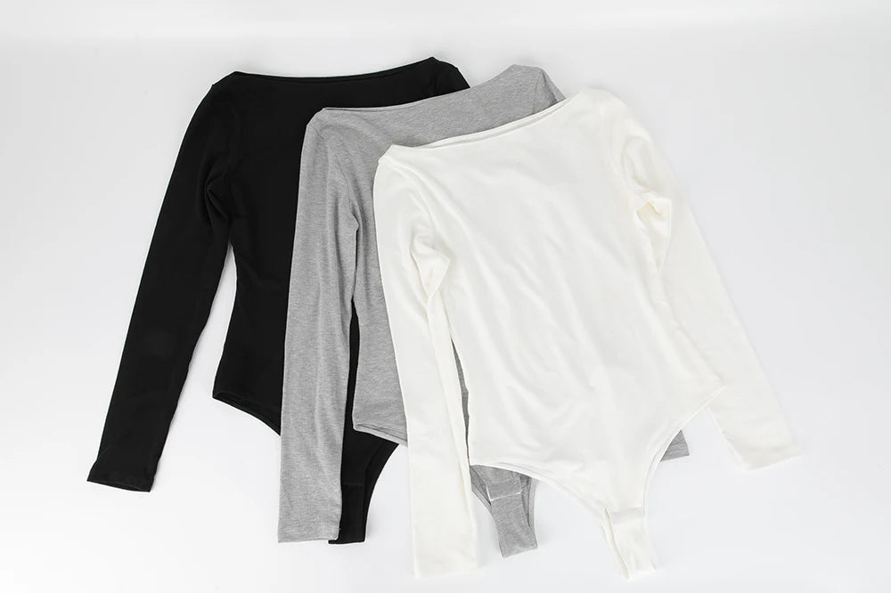 Women's Round Collar Elastic Bodysuit Long Sleeve Jumpsuit Shapewear Shaper Lady Sexy New Female Warm Clothes Autumn Winter