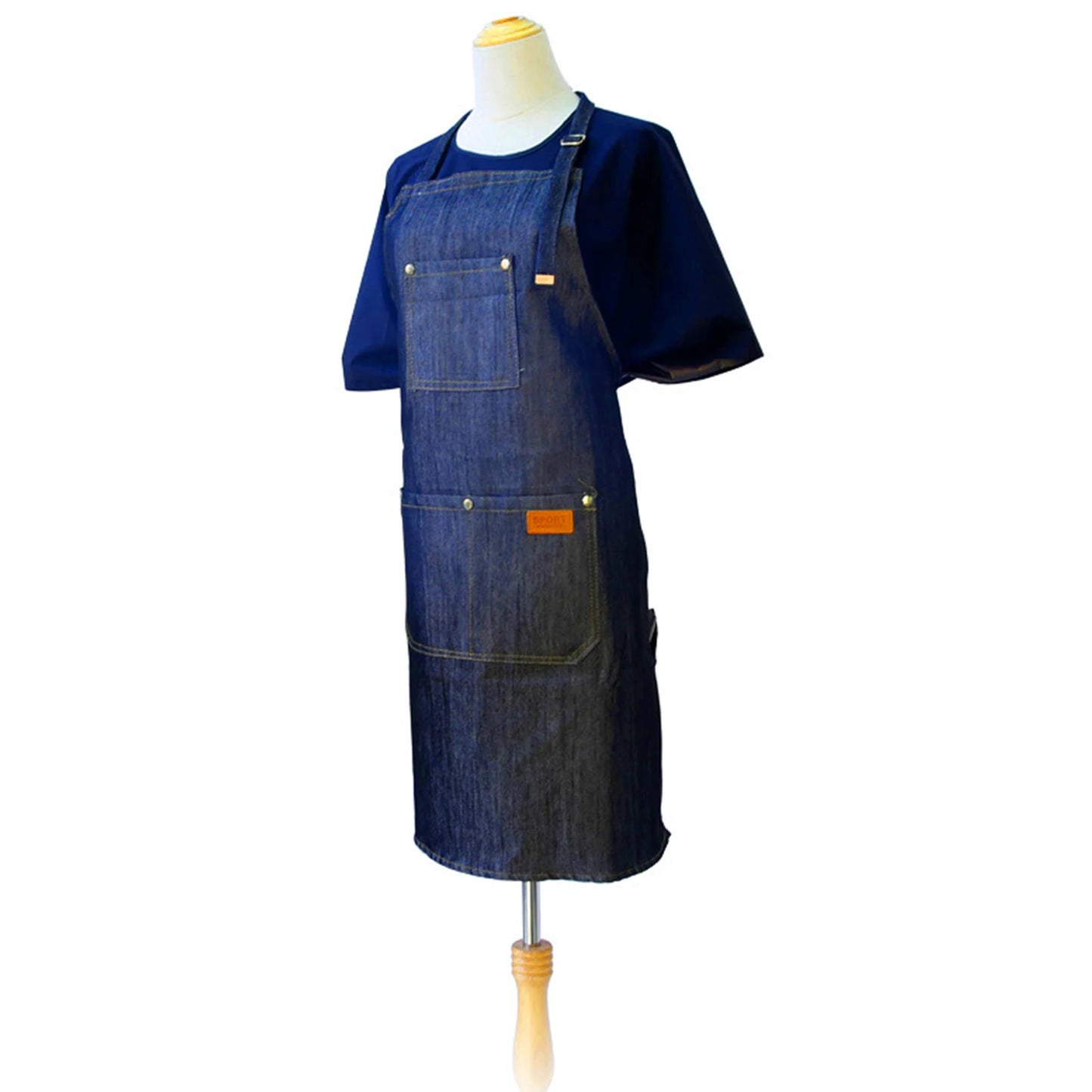 Denim Apron Salon Working Clothes Barber Cloth Kitchen Cooking Grill Restaurant Bar Shop Cafes Baking Beauty Nails Uniform