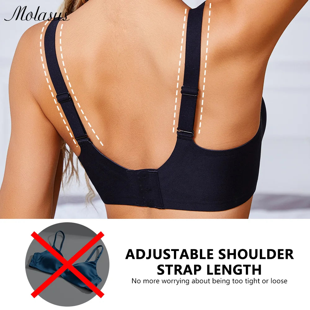 Women Underwire Bra Wide Adjuestable Strap Solid Color Plus Size Bras for Women Thin Removable Pads Underwear Sexy Black Bra