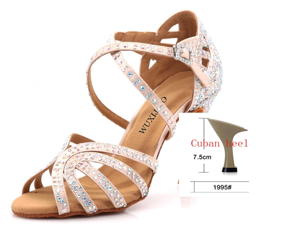 WUXIJIAO Jazz shoes Latin dance shoes female Latin Salsa girl casual shoes silver bronze skin