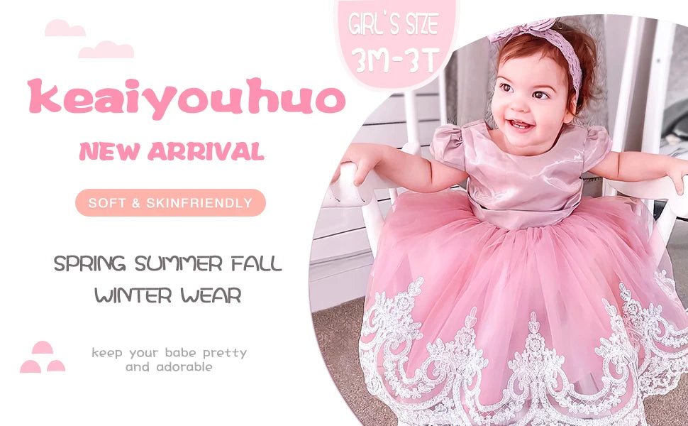 Infant Baby Embroidery Gown Elegant Girl Dress Satin Big Bow Tulle Dress V Back Prom Wedding Birthday Party Formal Baptism Dress