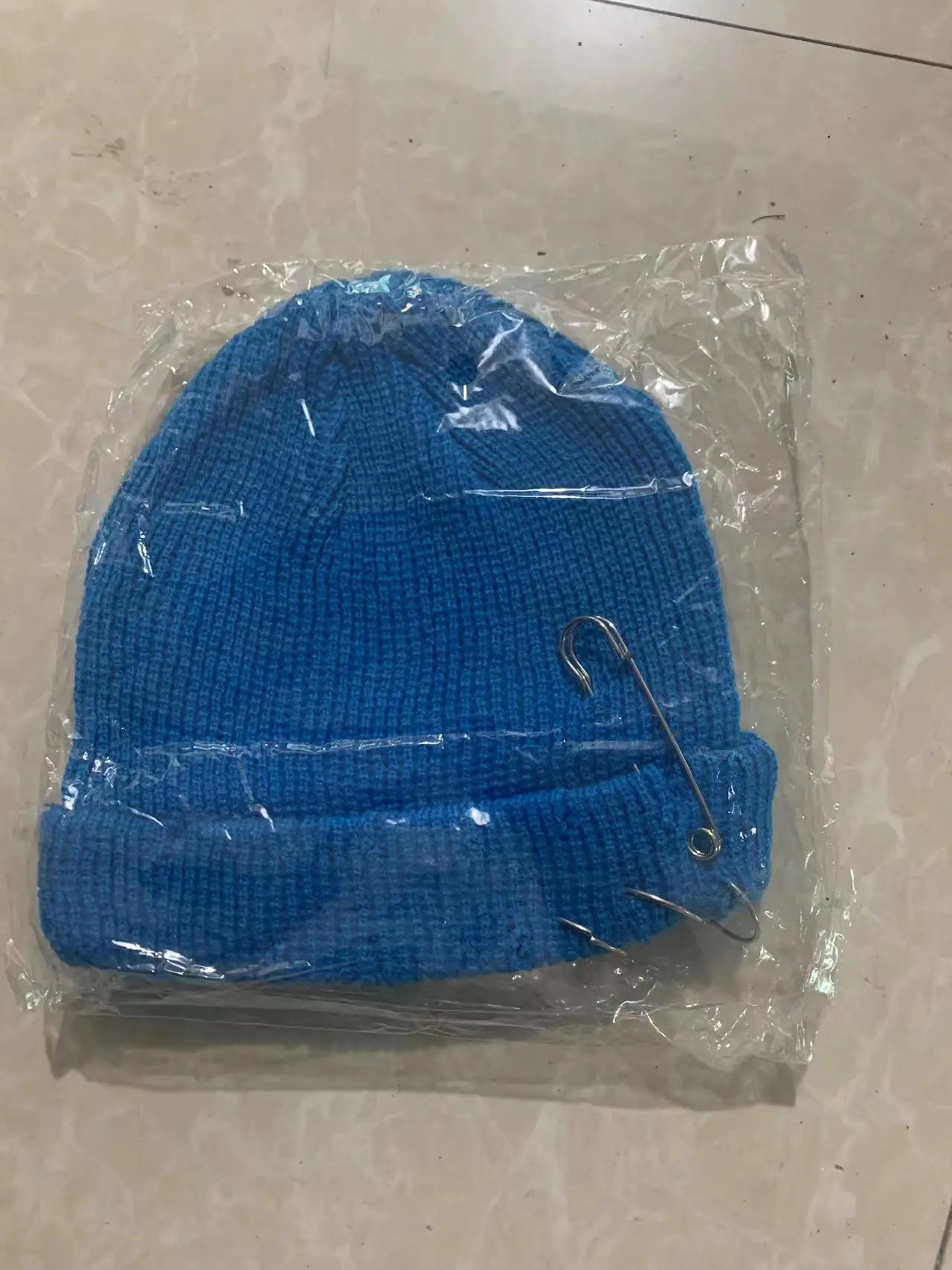 Hat for Women Autumn and Winter Ring Pin Street Hip-Hop Woolen Hats with Holes Edging Knit Cap Men's Trendy Cold-proof Beanies