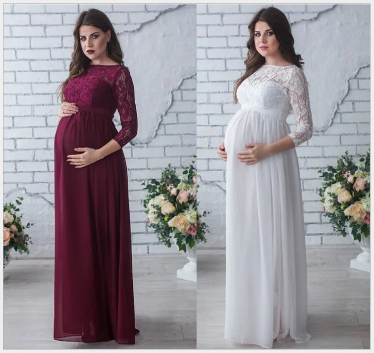 Maternity Dresses Photoshoot Lace Long Sleeve Dress For Pregnant Women Maternity Dress Baby Shower Dress For Evening Party Gown