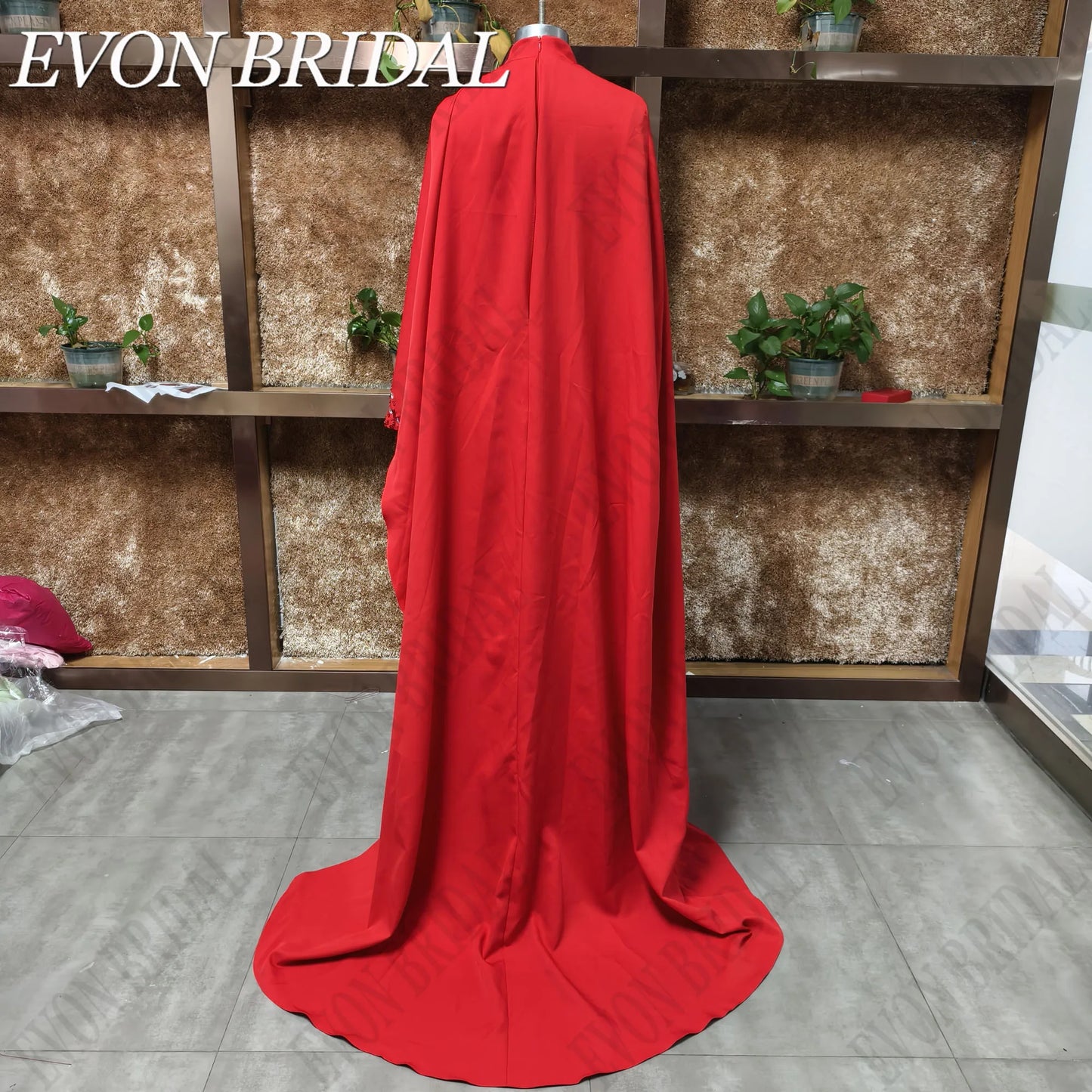 EVON BRIDAL High Neck Long Sleeves Formal Evening Gown Beading Satin Celebrity Red Carpet Dresses Mermaid فساتين سهرة Customized