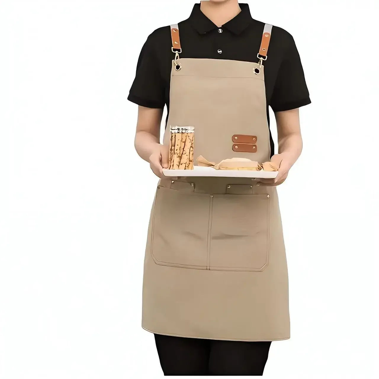 Kitchen Waterproof Apron Manufacturers Customized Logo Apron With Pockets for Restaurant Bar Shop Cafes Beauty Nails Studios