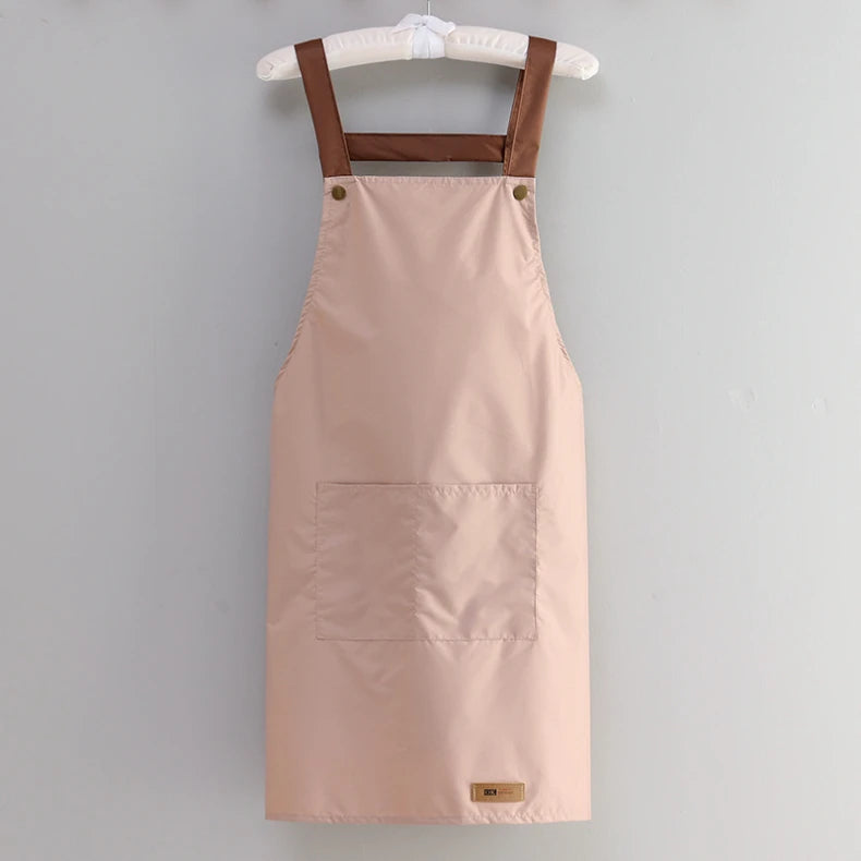 Kitchen Apron Rivet Strap Leather Apron Multi-functional Stain-resistant Oil-proof Waterproof Cooking Solid Color Hotel Workwear
