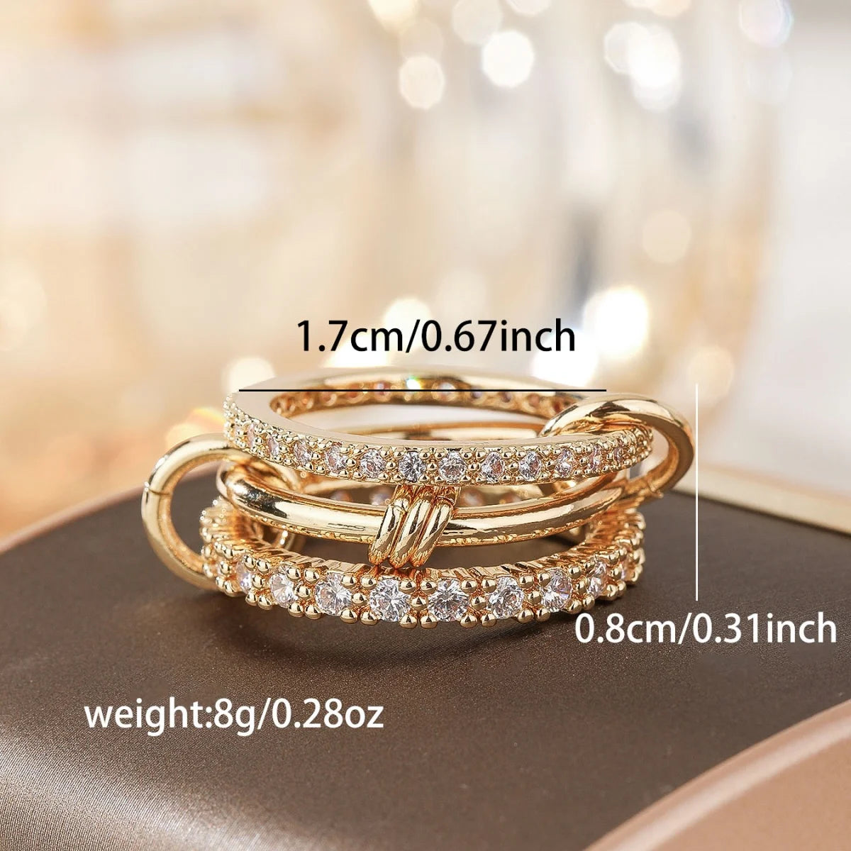 A Three-Ring Stacked Ring, Made Of Copper, Anti-Fading, Anti-Stress And Anxiety-Relieving, Suitable For Boys And Girls