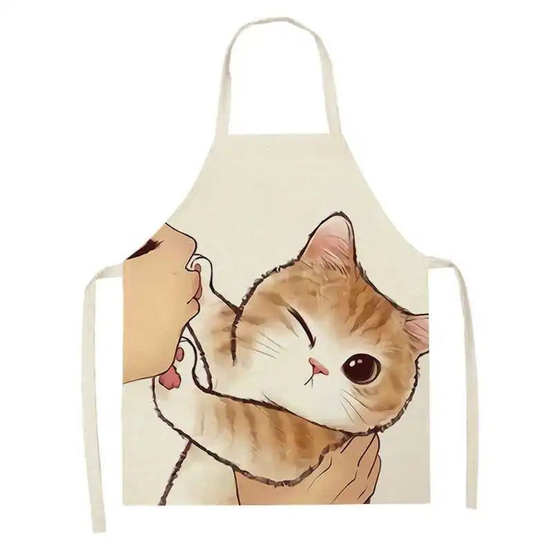 Kitchen apron Cute cartoon cat pattern  anti-stain and oil-proof sleeveless  Home Clean cooking baking accessories